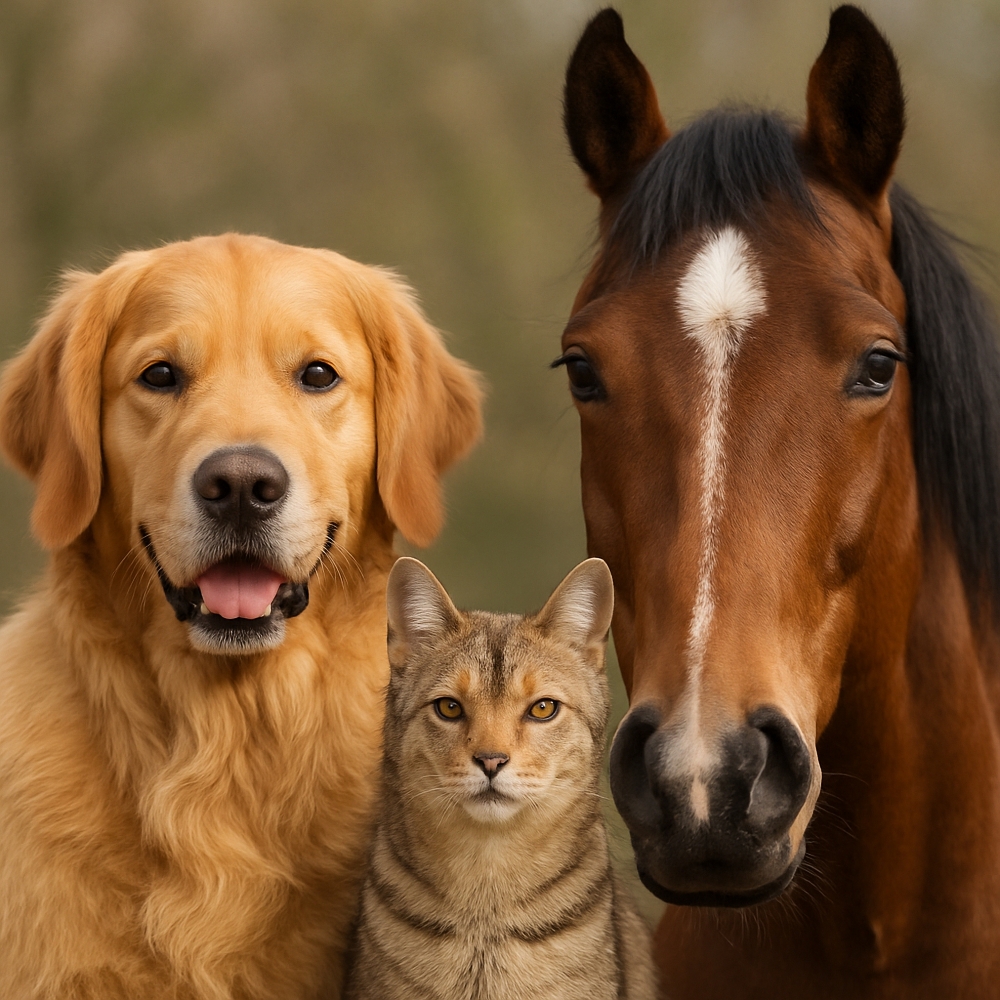Create,An,Image,With,Dog,,Cat,And,Horse,,All,Looking